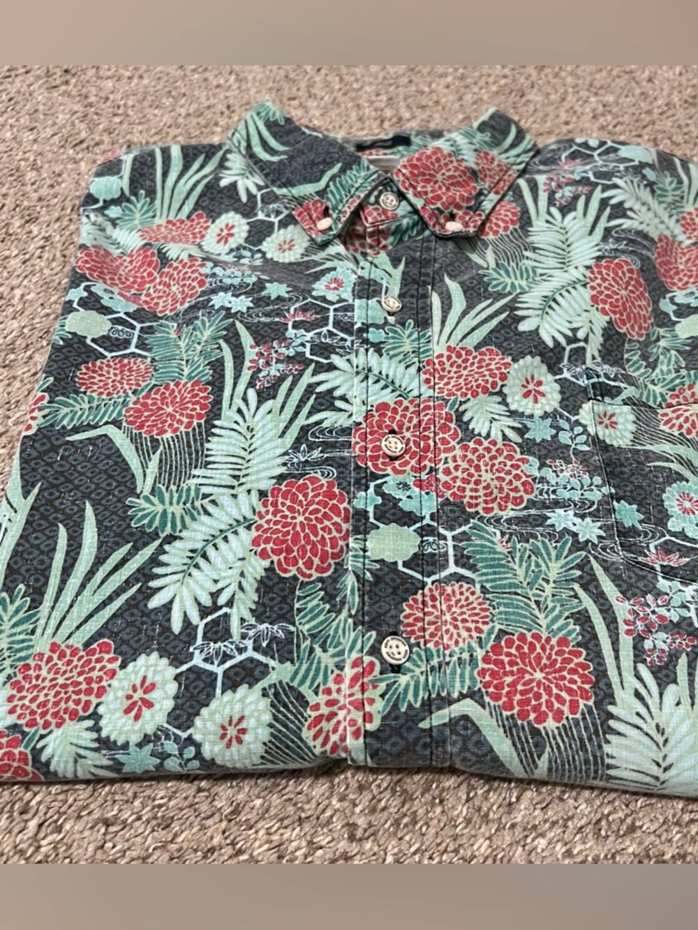 Reyn spooner Floral Classic Button-Up in Teal and Red Hawaiian Shirt  Size 3XL